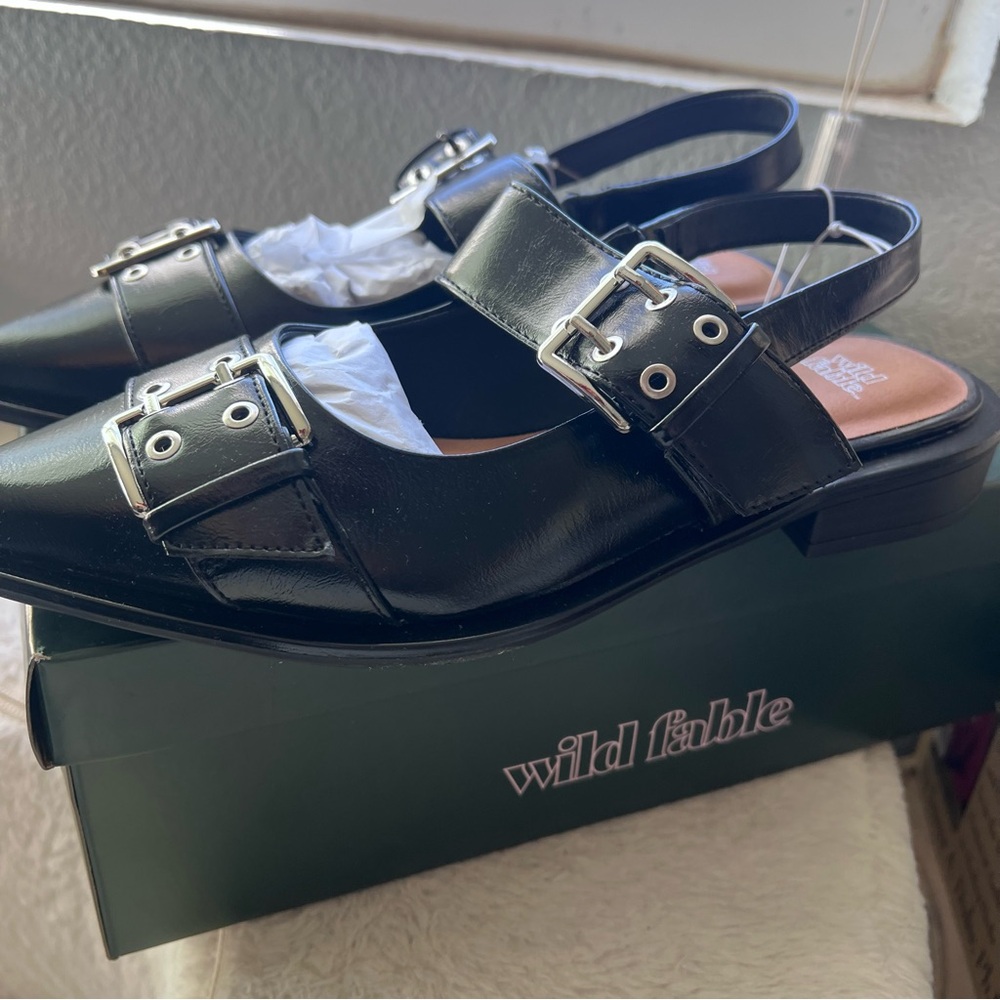 NWT- Wild Fable Women's Peyton Double Buckle Slingback Flats - Picture 3 of 3